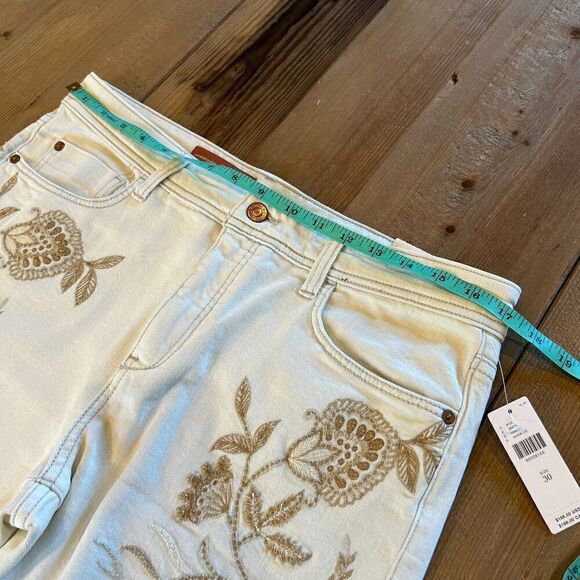 Pilcro and the Letterpress Off White Tan Embroidered Jeans Size 30 NWT - Picture 16 of 16